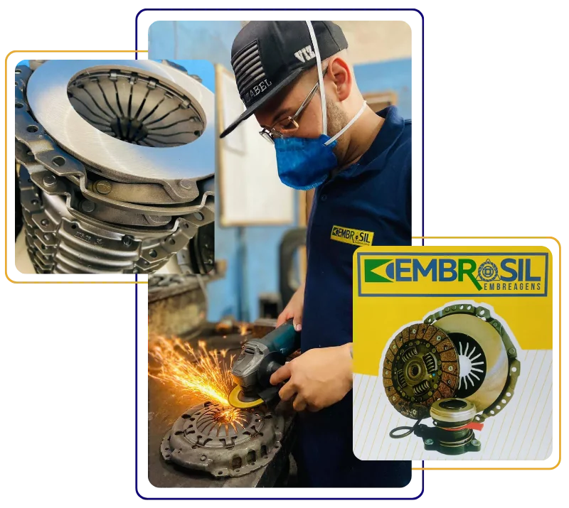 Técnico da Fábrica Embrasil remanufaturando um platô de embreagem
